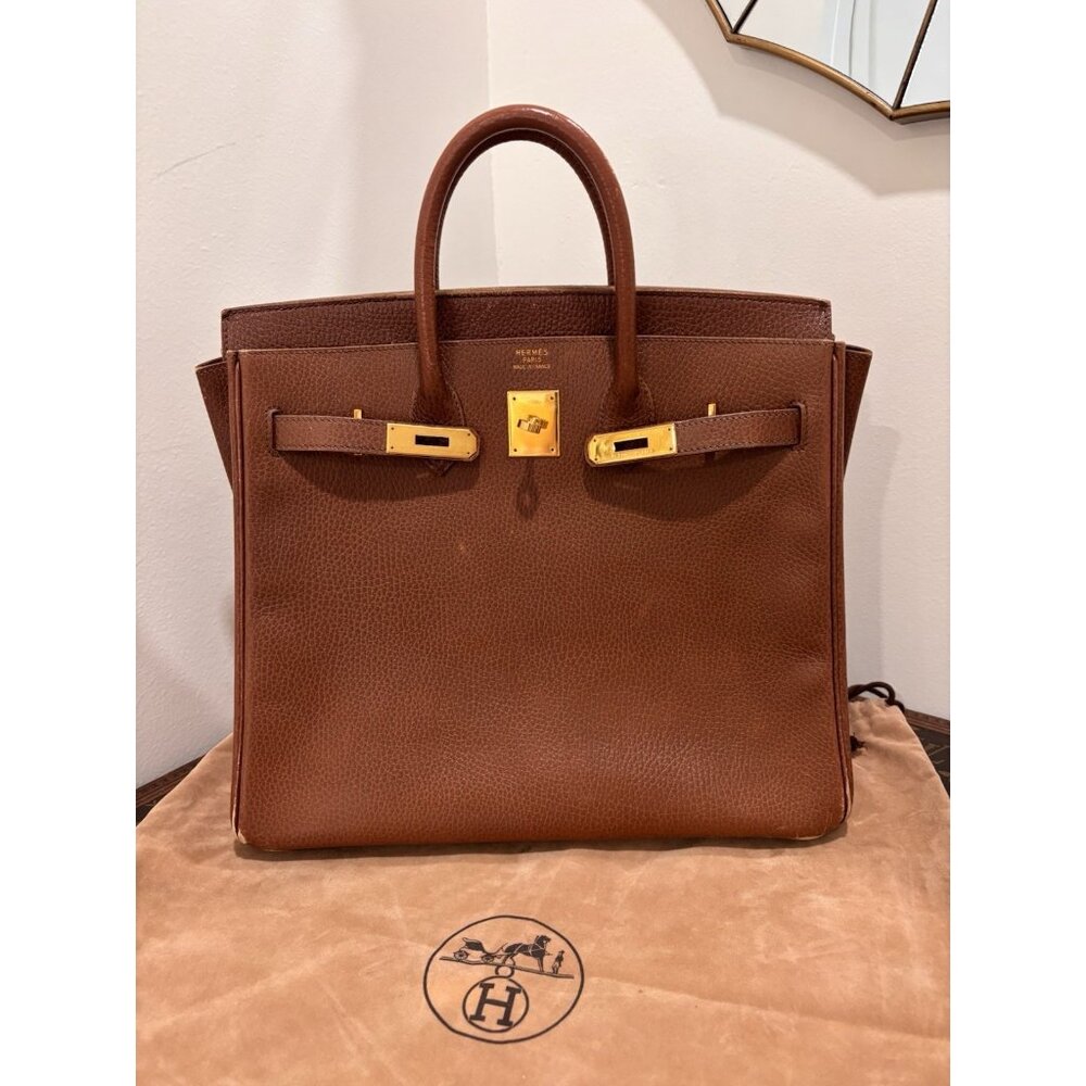 Authentic HERMES Birkin HAC Haut à Courroies 32 brown courchevel leather bag